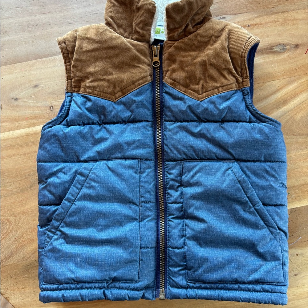 Crazy 8 Brown and Blue Corduroy Puffy Vest